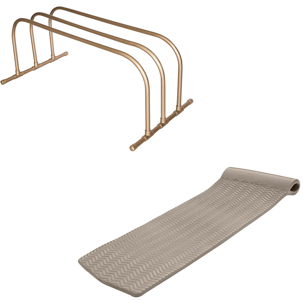 TRC Recreation PVC Pool Float Storage Drying Rack w/ Foam Mat Lounger Bronze
