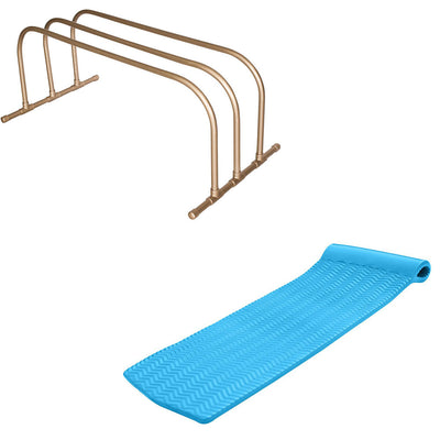 TRC Recreation PVC Pool Float Storage Drying Rack w/ Foam Lounger Marina Blue