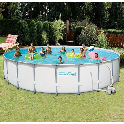 Summer Waves Elite 22' Metal Frame Above Ground Pool Set & Pump & 6 Cartridges