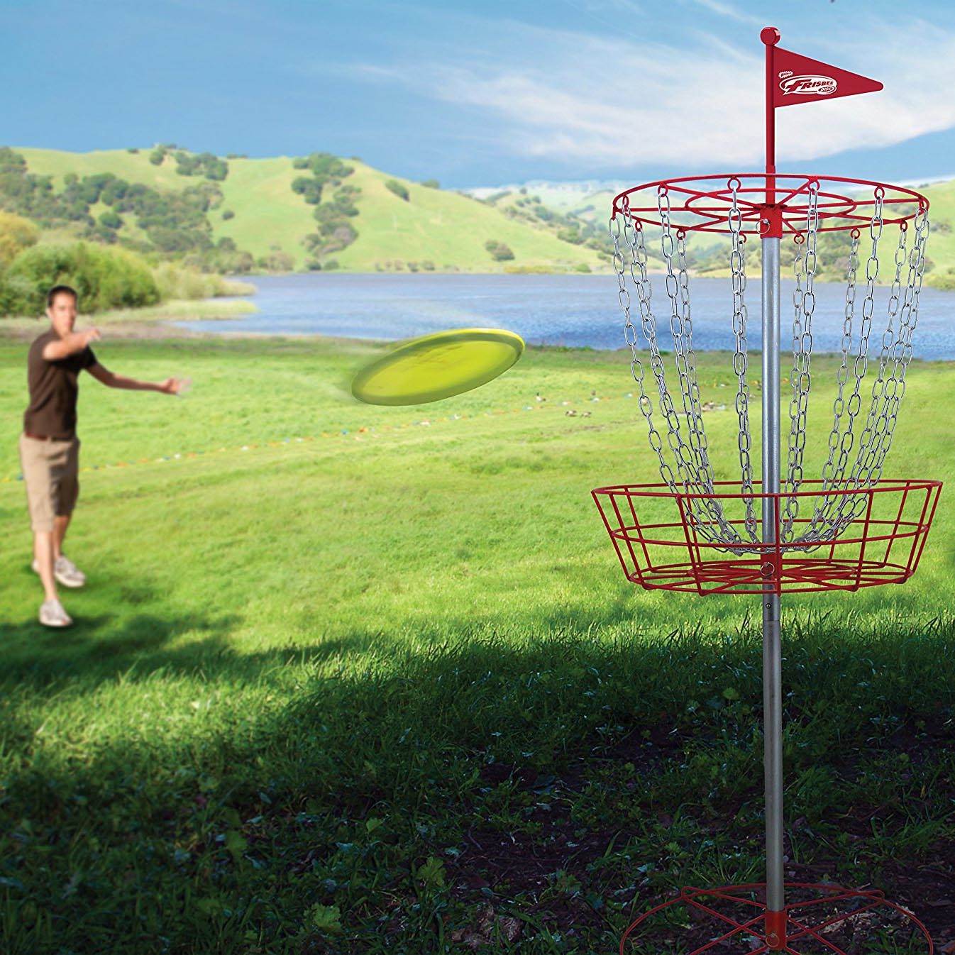 Wham-O PDGA Approved Frisbee Disc Golf Set with 6 Discs & Red Target (Open Box)