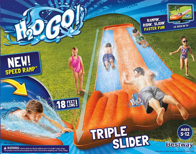 Two Pack: Bestway H2O Go Triple Slider Kids Outdoor 3-Person Water Slides