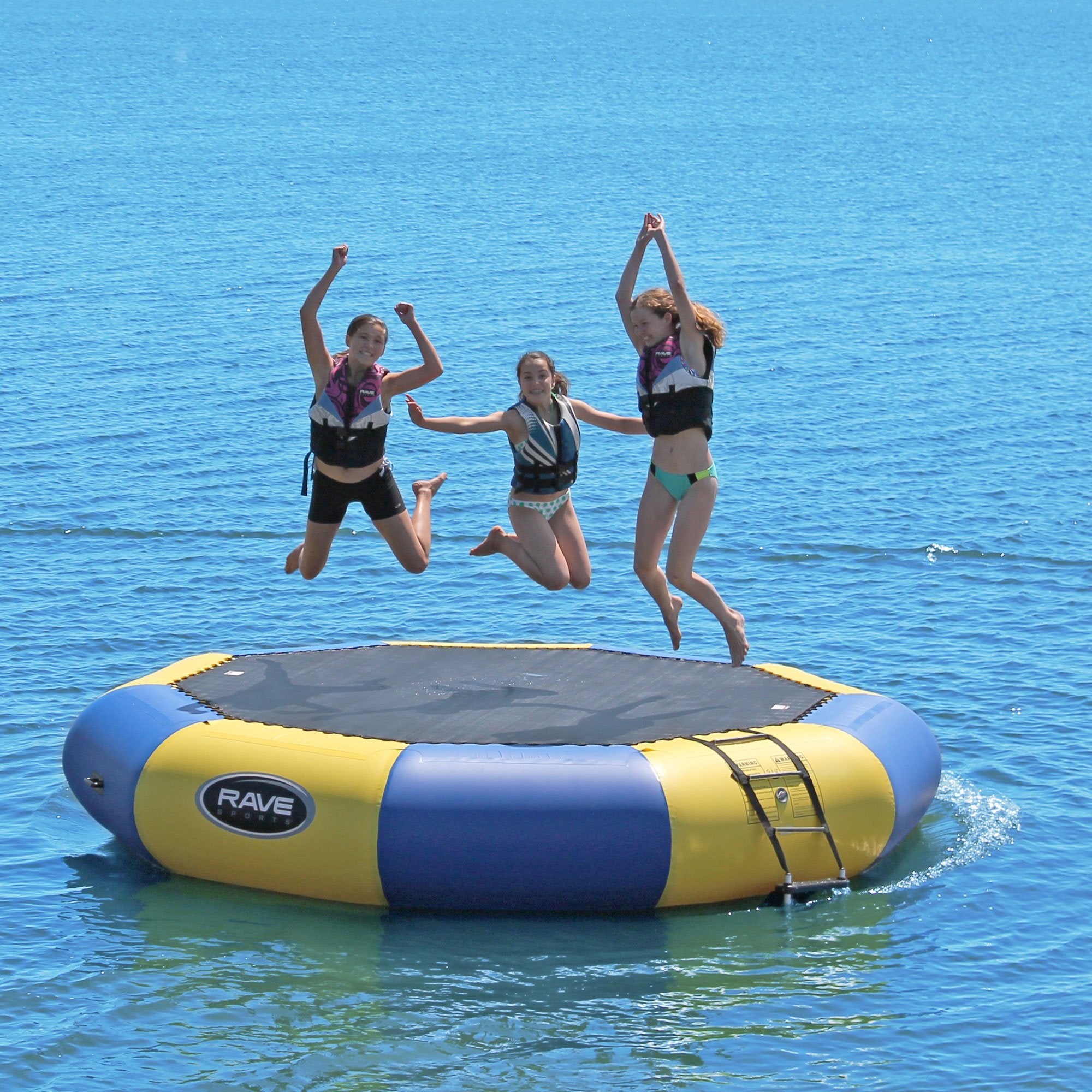 Inflatable 3 Piece Anchor Connection Kit,13 Ft Water Bouncer Trampoline w/Ladder