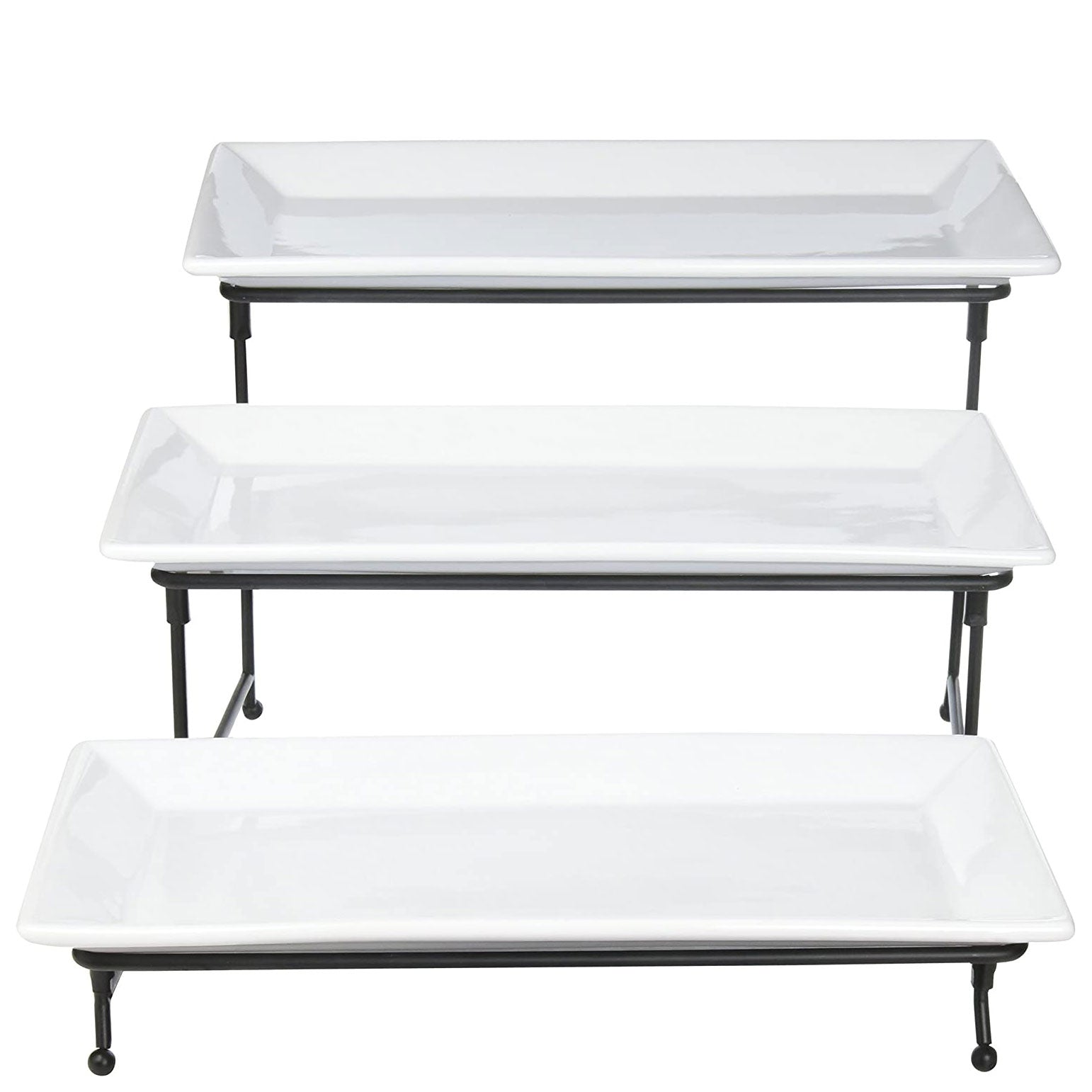 Gibson Elite Gracious Dining 3 Tier Serving Plate Set w/ Metal Stand (Open Box) - VMInnovations