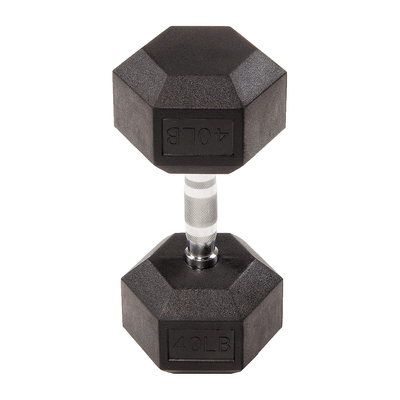 Sporzon! Rubber Encased Hexagon 40LB Single Metal Handheld Dumbbell Weight(Used) - VMInnovations