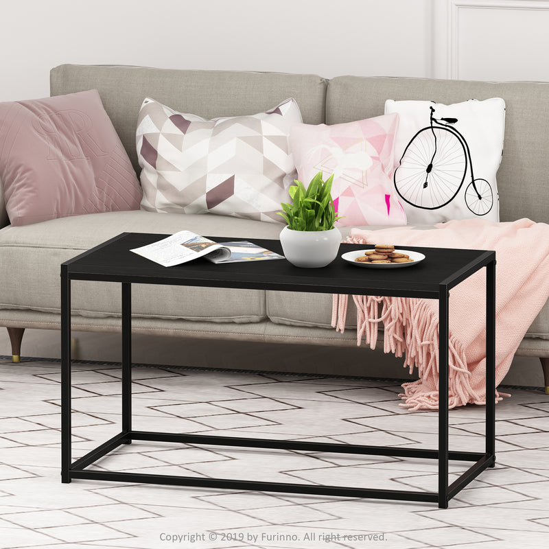 Furinno Camnus Modern Living Metal Framed Coffee Table with Wood Top, Americano