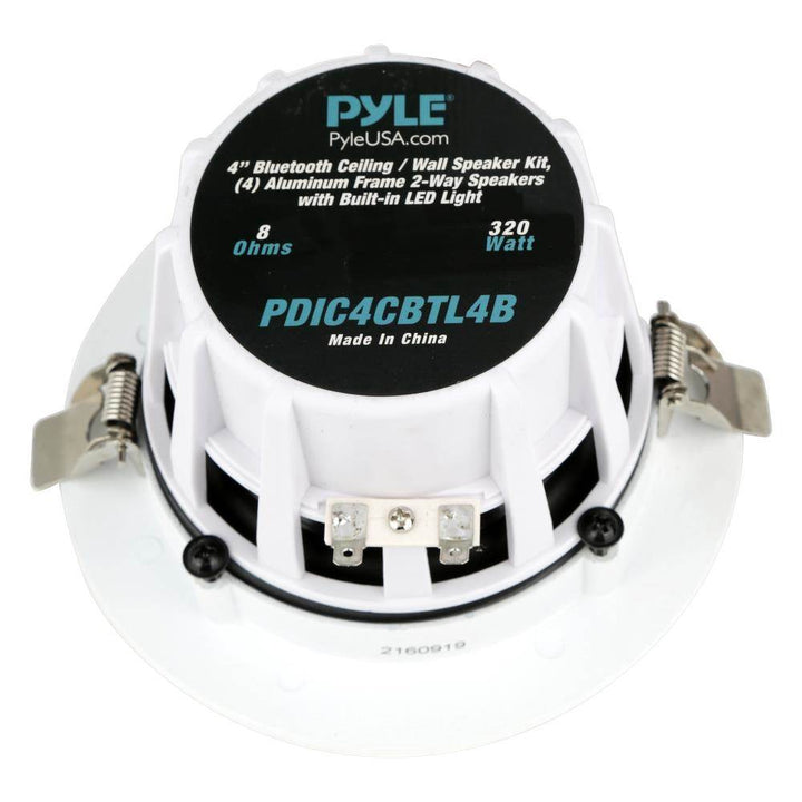 Pyle 4'' Bluetooth Ceiling Wall Speaker System w/ LED Lights (4 Pack) (Open Box)