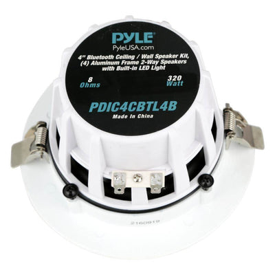 Pyle Pro 4 Inch Bluetooth Ceiling Wall Speaker Kit System w/ LED Lights (4 Pack) - VMInnovations