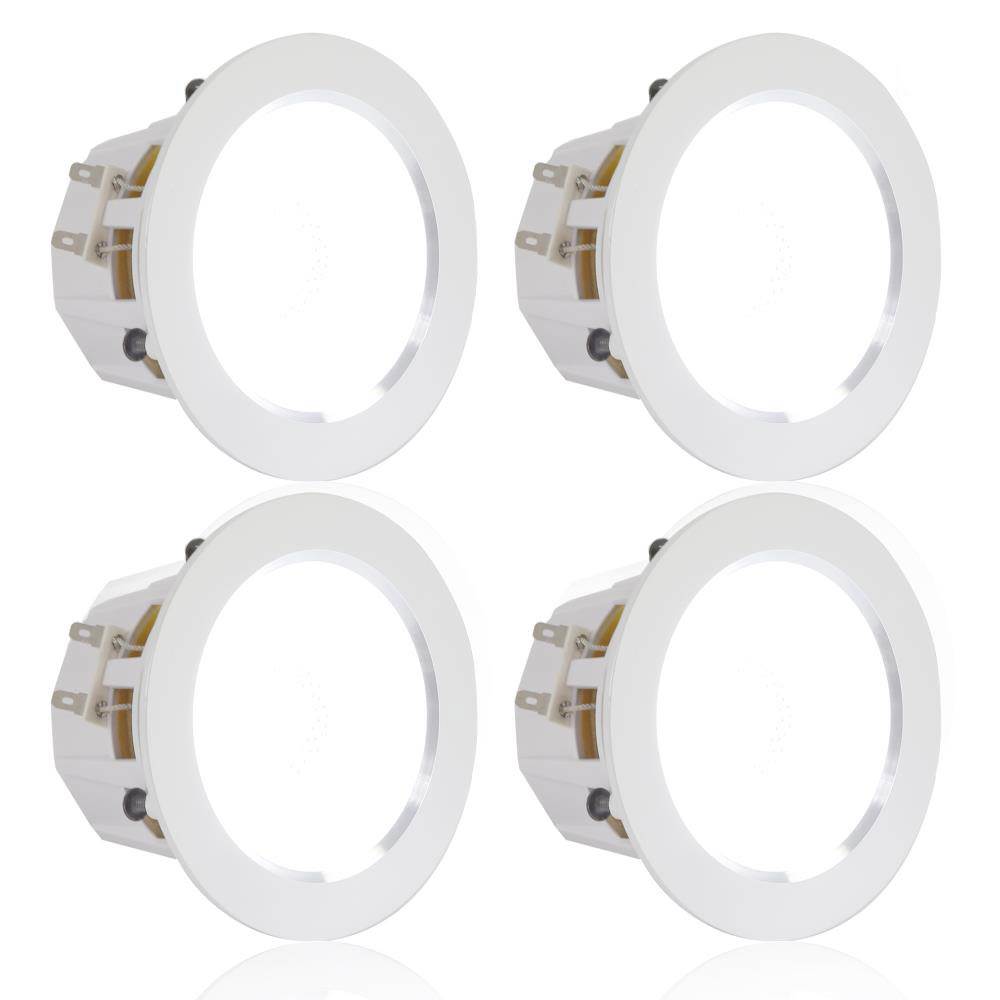 Pyle 4'' Bluetooth Ceiling Wall Speaker System w/ LED Lights (4 Pack) (Open Box)