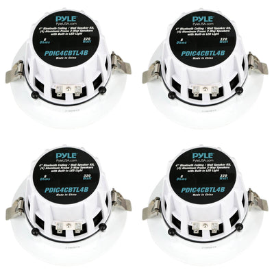 Pyle Pro 4 Inch Bluetooth Ceiling Wall Speaker Kit System w/ LED Lights (4 Pack) - VMInnovations