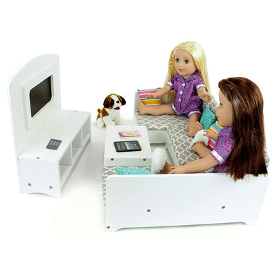 Playtime by Eimmie Wood Sectional Sofa Set w/Accessories for 18" Dolls(Open Box) - VMInnovations