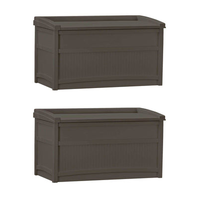 Suncast 50 Gallon Stay Dry Resin Outdoor Deck Storage Box w/ Seat, Java (2 Pack)