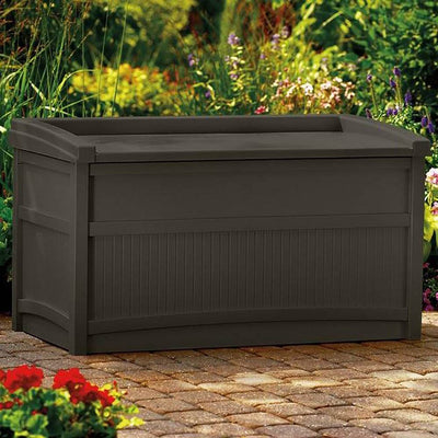 Suncast 50 Gallon Stay Dry Resin Outdoor Deck Storage Box w/ Seat, Java (2 Pack)