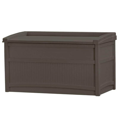 Suncast 50 Gallon Stay Dry Resin Outdoor Deck Storage Box w/ Seat, Java (2 Pack)