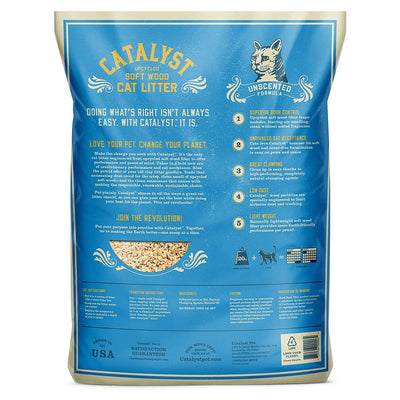 Catalyst Upcycled Soft Wood Cat Litter Odor Control, Unscented, 20 Lbs (2 Pack)