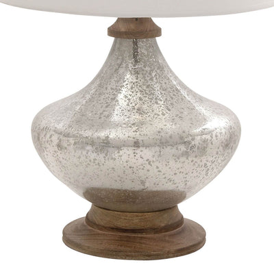 Deco 79 28" Traditional Silver Glass Wood Base Tear Drop Table Lamp (Open Box)