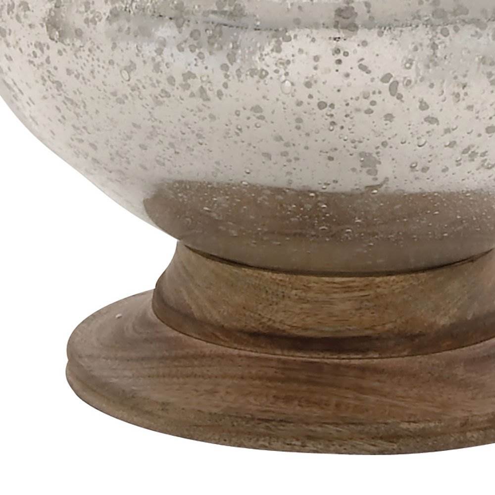 Deco 79 28" Traditional Silver Glass Wood Base Tear Drop Table Lamp (Open Box)