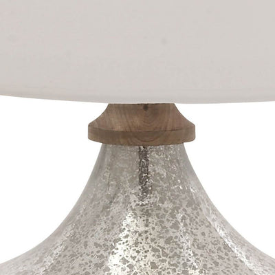 Deco 79 28" Traditional Silver Glass Wood Base Tear Drop Table Lamp (Open Box)