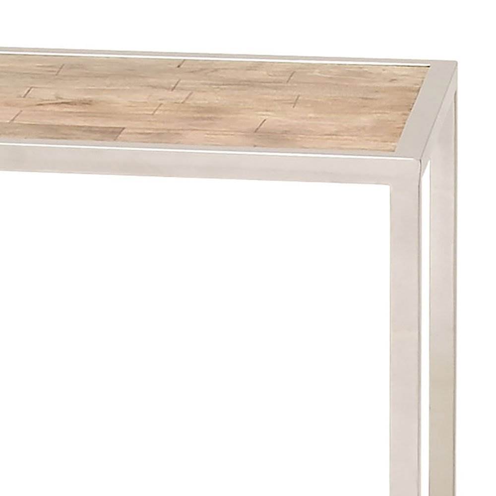 Deco 79 Stainless Steel Wood Nesting Accent Tables (15", 18", 21") (Open Box)