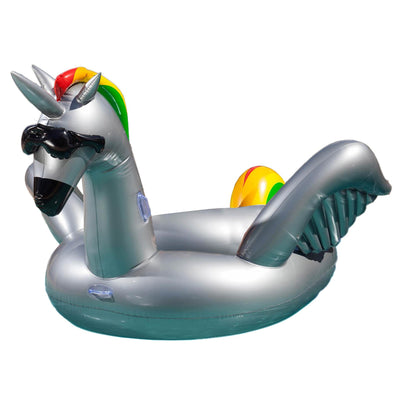 GAME Giant Inflatable Rainbow Unicorn Pool Float w/ Cup Holders (Open Box)
