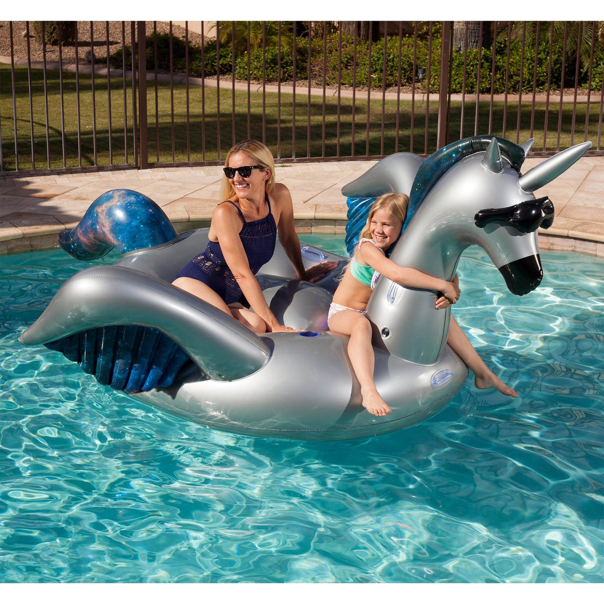 GAME Giant Inflatable Mystique Alicorn Pool Float w/ Cup Holders | Open Box
