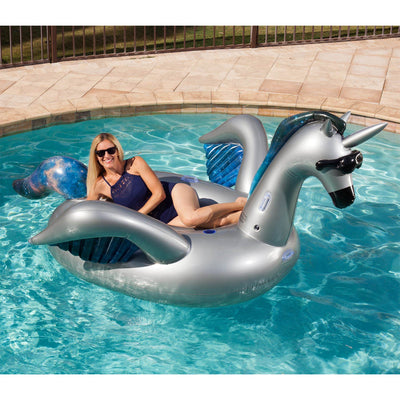 GAME Giant Inflatable Mystique Alicorn Pool Float w/ Cup Holders | Open Box