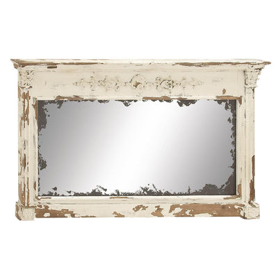 Deco 79 Farmhouse Rustic Distressed 59 x 36 Inch Wall Mirror Home Decor, Cream