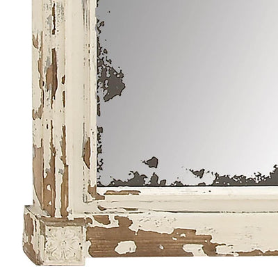 Deco 79 Farmhouse Rustic Distressed 59 x 36 Inch Wall Mirror Home Decor, Cream