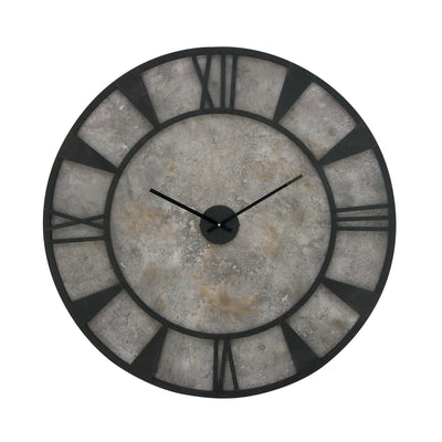 Deco 79 Rustic Industrial Large Round Wood and Metal Wall Clock (Damaged)