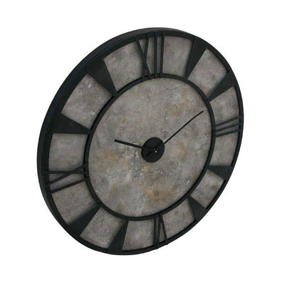 Deco 79 Rustic Industrial Large Round Wood and Metal Wall Clock (Damaged)
