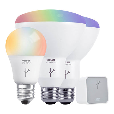 Sylvania Lightify Starter Kit, 2 LED BR30 Bulbs, 1 LED A19 Bulb, Gateway (Used)