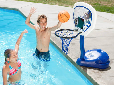 SwimWays Poolside Basketball Hoop and Ball Swimming Pool Water Game Set (2 Pack)