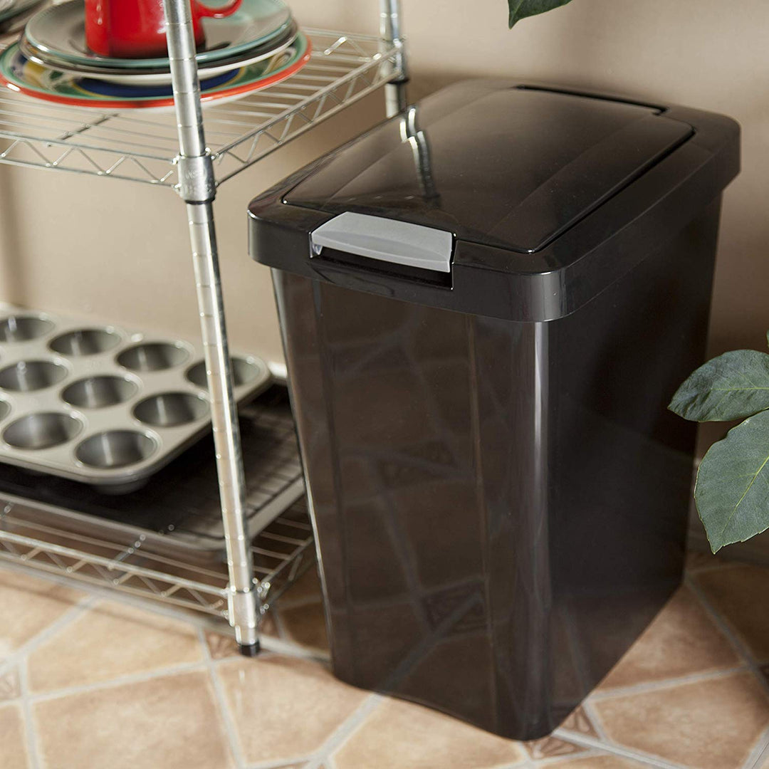 Sterilite 7.5 Gallon TouchTop Wastebasket with Titanium Latch, Black (8 Pack)