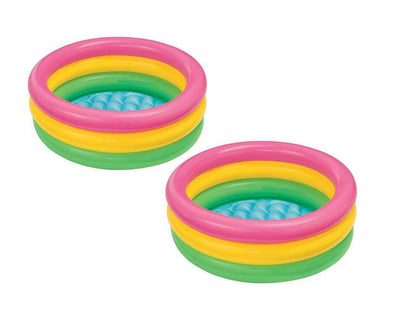 Intex 2.8ft x 10in Sunset Glow Inflatable Colorful Baby Swimming Pool (2 pack) - VMInnovations