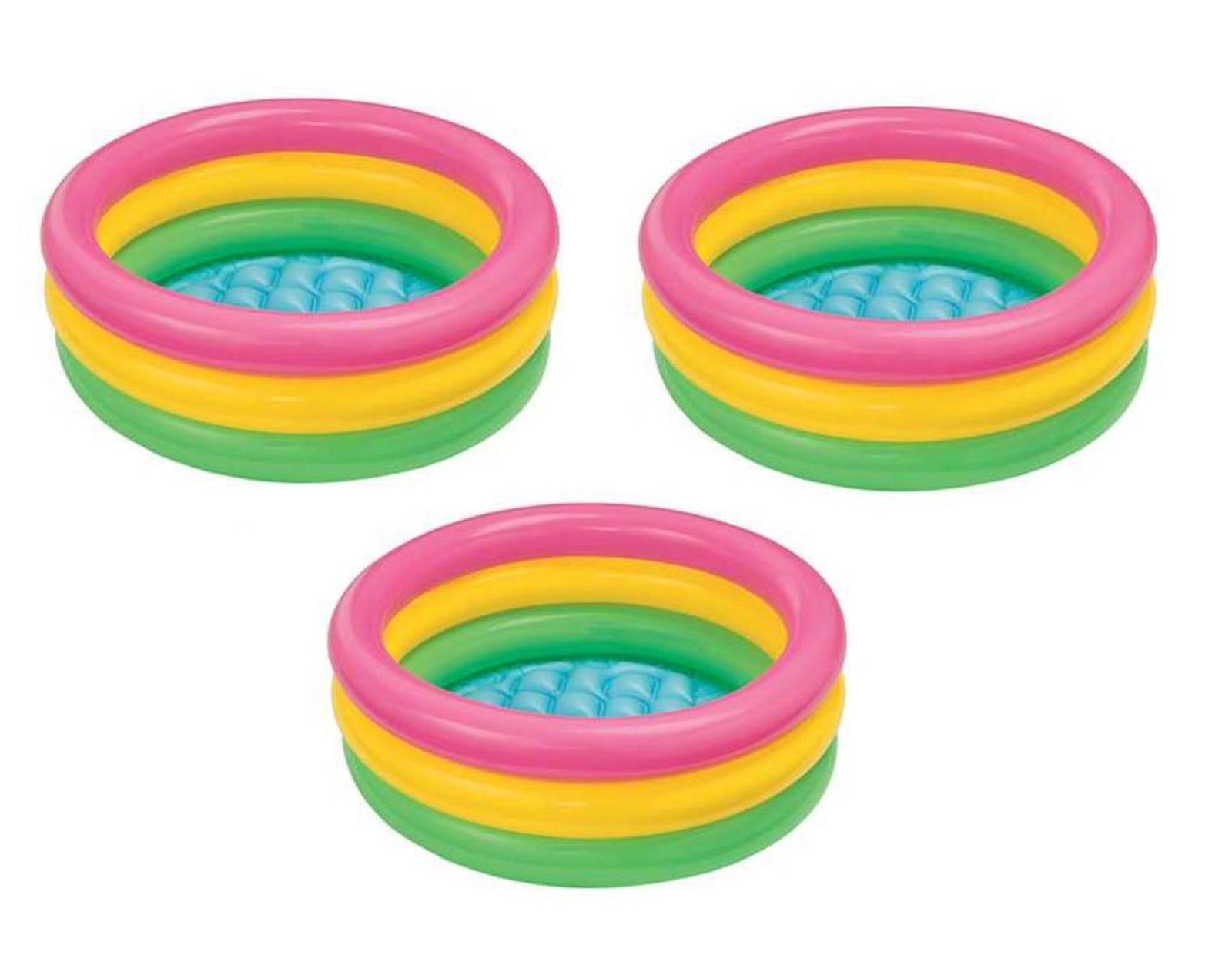 Intex Sunset Glow Inflatable Colorful Baby Swimming Pool, Multicolored, Set of 3 - VMInnovations