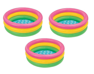 Intex Sunset Glow Inflatable Colorful Baby Swimming Pool, Multicolored, Set of 3 - VMInnovations