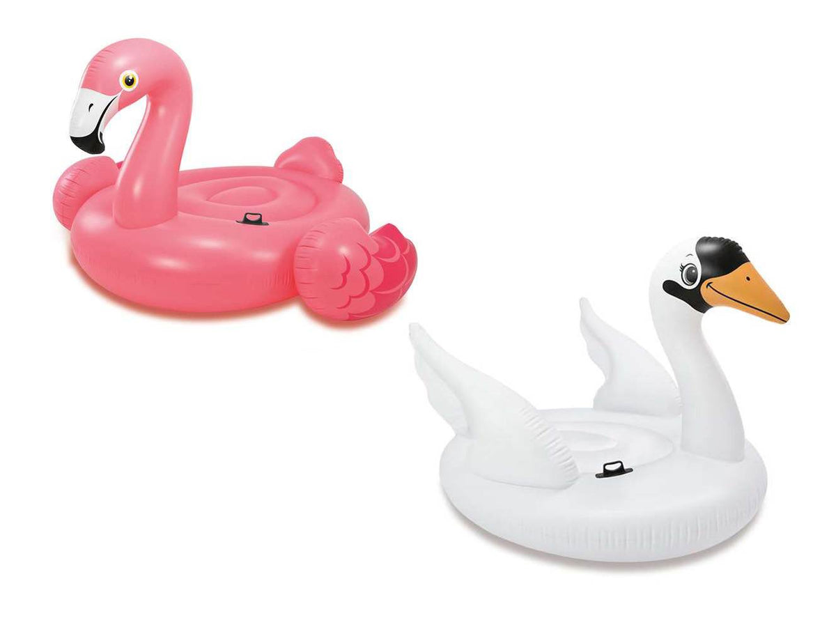 Intex Mega Swan and Pink Flamingo Island Inflatable Swimming Pool Water Floats
