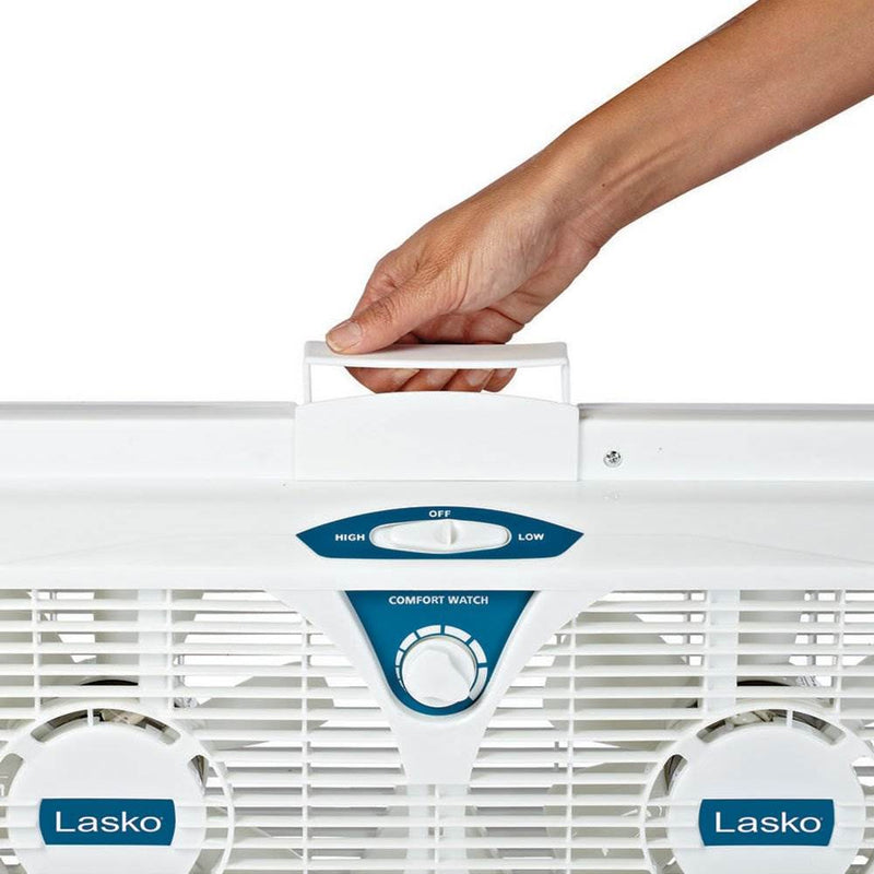 Lasko 8 Inch Portable Electrically Reversible Thermostat Twin Window Fan, 2 Pack