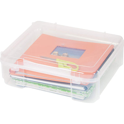 IRIS USA 12 x 12 Inch Hard Plastic Portable Clear Project Case for Paper, 4 Pack