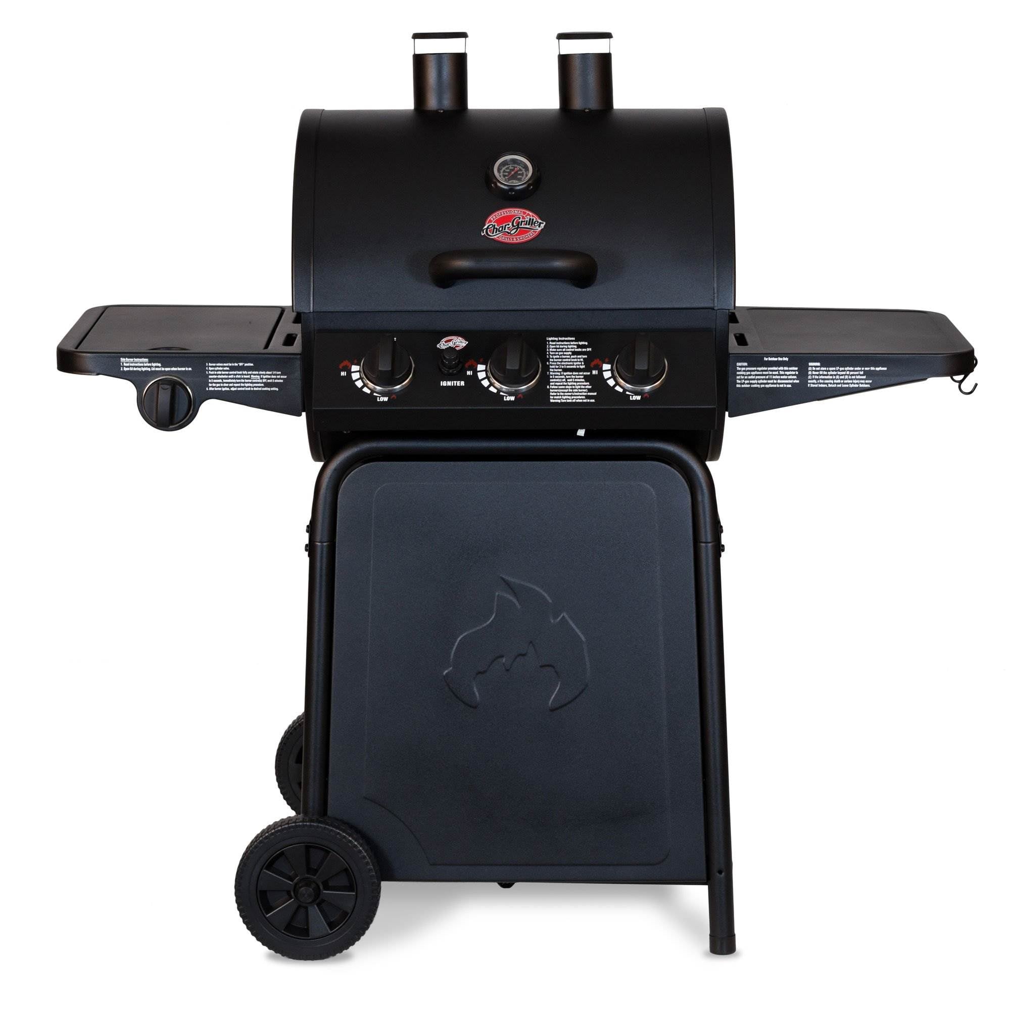 Char-Griller 3 Burner Grillin' Pro BBQ Steel 40,800 BTU Heat Propane Gas Grill