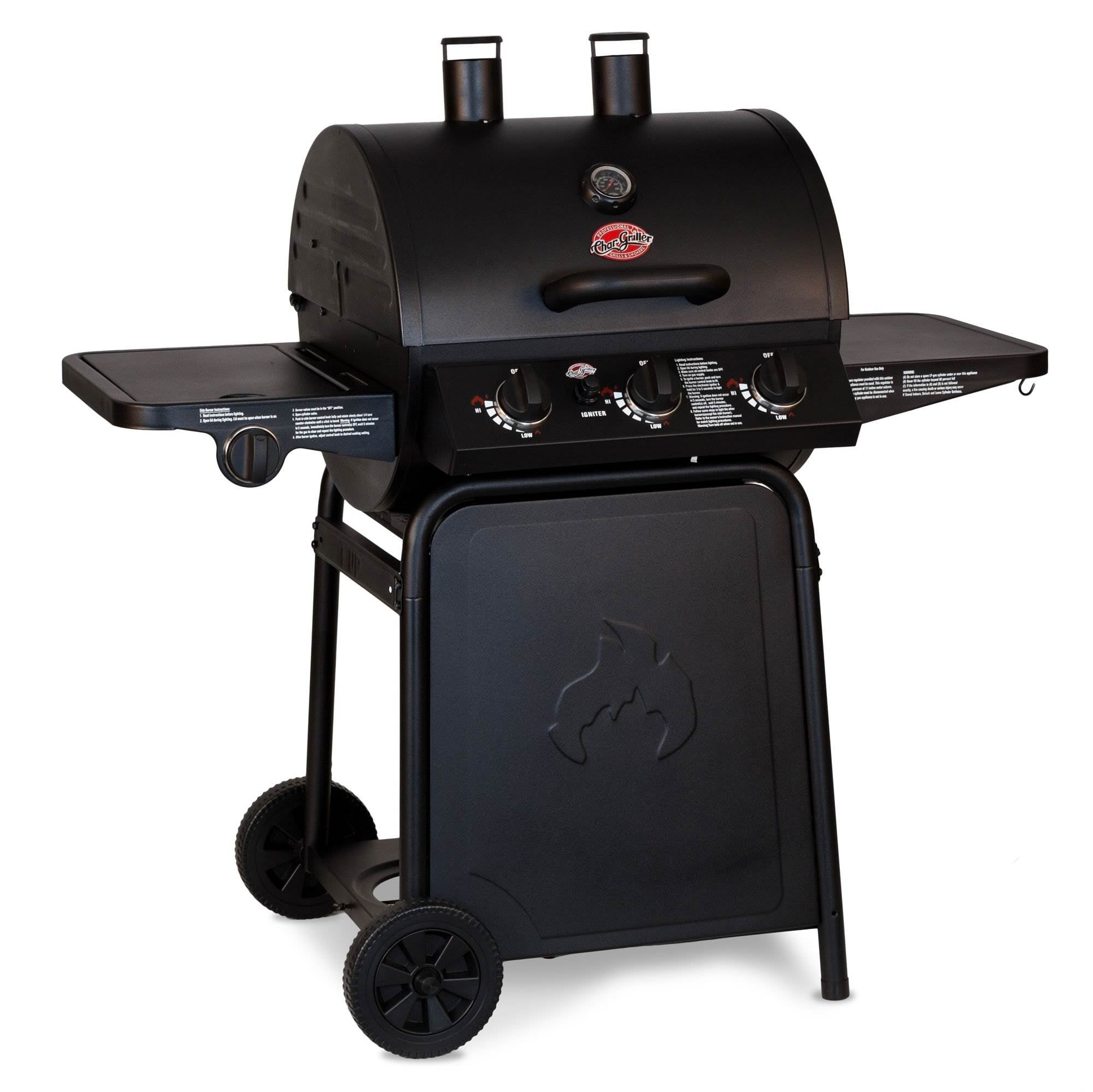 Char-Griller 3 Burner Grillin' Pro BBQ Steel 40,800 BTU Heat Propane Gas Grill