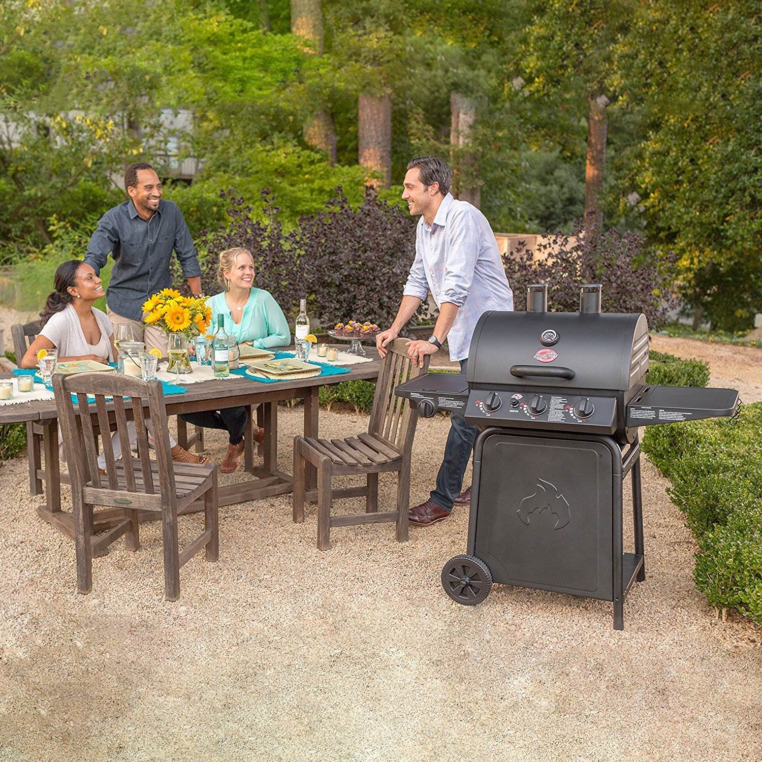Char-Griller 3 Burner Grillin' Pro BBQ Steel 40,800 BTU Heat Propane Gas Grill