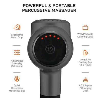 LifePro DynaLife Personal Handheld Deep Muscle Percussion Massage Gun, Gray