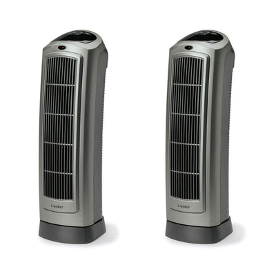 Lasko 1500W Portable Oscillating Ceramic Heater Tower w/ Digital Display, 2 Pack - VMInnovations