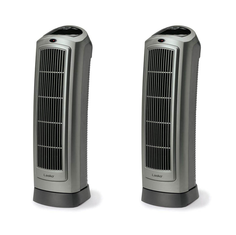 Lasko 1500W Portable Oscillating Ceramic Heater Tower w/ Digital Display, 2 Pack