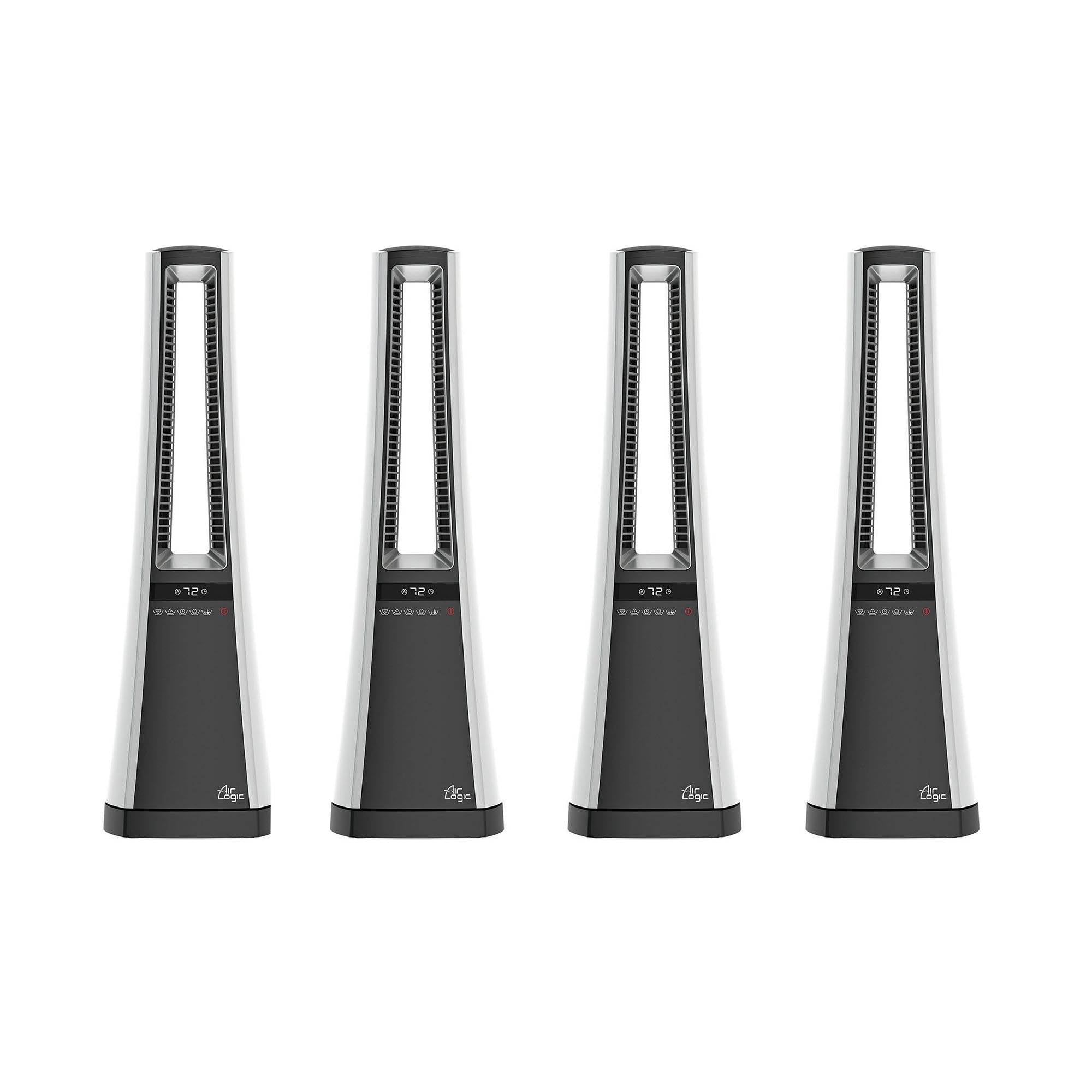 Lasko 1500W Air Logic Bladeless Electric Tower Space Heater with Remote (4 Pack)