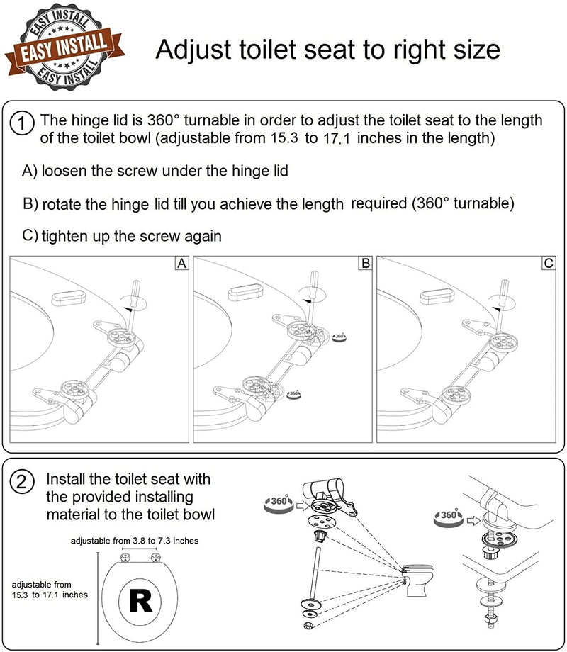Sanilo 146 Elongated Soft Close Lid Molded Wood Adjustable Toilet Seat (Used)
