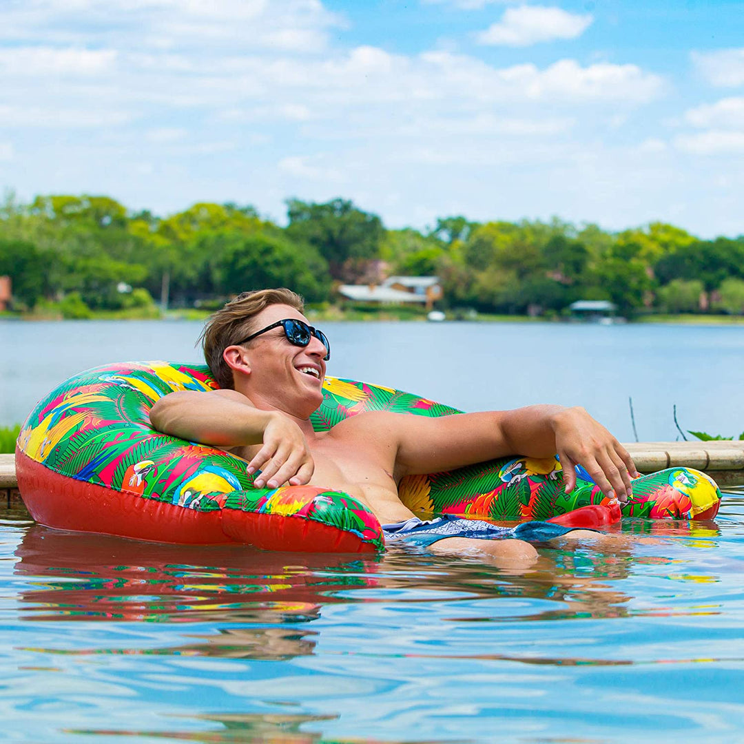 Margaritaville Pool Floats Sit & Sip Hammock Style Inflatable Water Chair, Red - VMInnovations