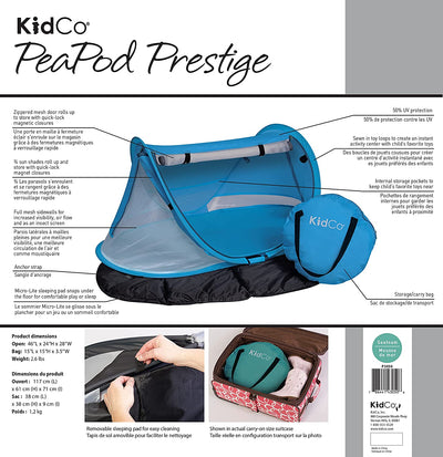 KidCo PeaPod Prestige Lightweight Outdoor Child Portable Travel Bed, Sky (Used) - VMInnovations