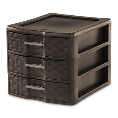 Sterilite Medium Weave Crafts Office 3 Drawer Storage Organizer, Brown(Open Box)