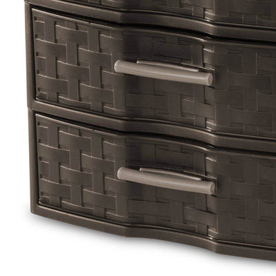 Sterilite Medium Weave Crafts Office 3 Drawer Storage Organizer, Brown(Open Box)